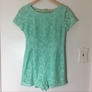 🌸Forever 21 mint green lace short romper jumpsuit